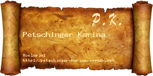 Petschinger Karina névjegykártya